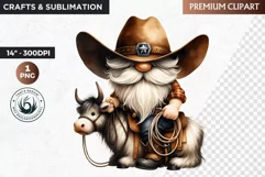 Watercolor Cowboy Gnome clipart, western clipart, wild west Product Image 1