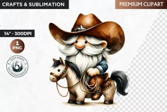 Western clipart, Cowboy Gnome clipart, gnome sublimation Product Image 1