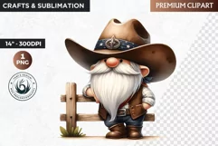 Western clipart, Cowboy Gnome clipart, gnome sublimation Product Image 1