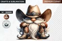 Western clipart, Cowboy Gnome clipart, gnome sublimation Product Image 1