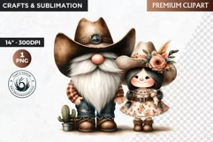 Western clipart, Cowboy Gnome clipart, gnome sublimation Product Image 1