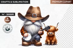Western clipart, Cowboy Gnome clipart, gnome sublimation Product Image 1