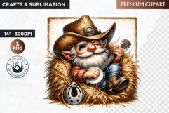 Western clipart, Cowboy Gnome clipart, gnome sublimation Product Image 1
