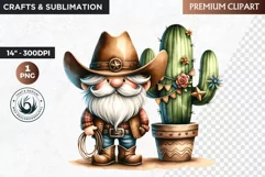 Western clipart, Cowboy Gnome clipart, gnome sublimation Product Image 1
