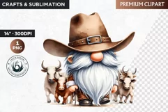 Western clipart, Cowboy Gnome clipart, gnome sublimation Product Image 1
