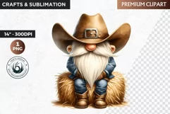 Western clipart, Cowboy Gnome clipart, gnome sublimation Product Image 1