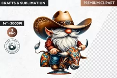 Western clipart, Cowboy Gnome clipart, gnome sublimation Product Image 1