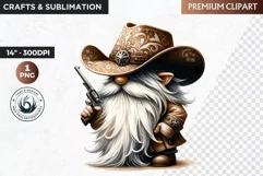 Western clipart, Cowboy Gnome clipart, gnome sublimation Product Image 1