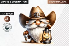 Western clipart, Cowboy Gnome clipart, gnome sublimation Product Image 1