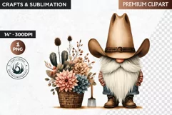 Western clipart, Cowboy Gnome clipart, gnome sublimation Product Image 1