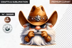 Western clipart, Cowboy Gnome clipart, gnome sublimation Product Image 1