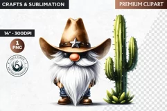 Western clipart, Cowboy Gnome clipart, gnome sublimation Product Image 1