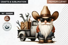 Western clipart, Cowboy Gnome clipart, gnome sublimation Product Image 1