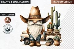 Western clipart, Cowboy Gnome clipart, gnome sublimation Product Image 1