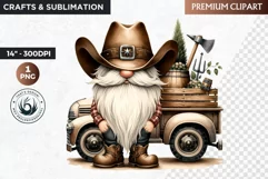 Western clipart, Cowboy Gnome clipart, gnome sublimation Product Image 1
