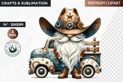 Western clipart, Cowboy Gnome clipart, gnome sublimation Product Image 1