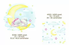 Baby elephant watercolor clipart, digital paper JPG, girl wa Product Image 2