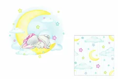 Baby elephant watercolor clipart, digital paper JPG, girl wa Product Image 3