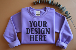 Gildan 18000 Purple Folded Flat Lay Mockups Product Image 1