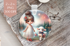 4th of July Girl and Lamb Keyring PNG Product Image 1