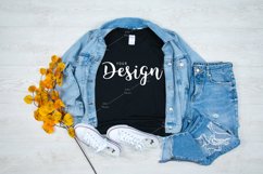 Gildan 64000 Softstyle Black T-shirt Mockup for Fall Product Image 1