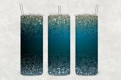 Aqua Blues Shade Sparkle Glitter Tumbler Wrap Sublimation Product Image 1