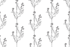 Line art botanical plants floral seamless pattern vector bg Product Image 1