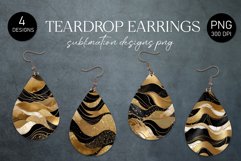 Black and gold abstract teardrop earring sublimation |4 PNG Product Image 1