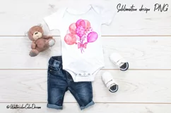 Pink balloons sublimation design | Birthday balloons PNG Product Image 5