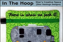 Sleek and Silver Camper Zipper Bag - Fully Lined, 5X7 HOOP Product Image 1