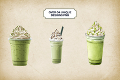 Matcha Frappe Clipart Bundle 4 PNG Product Image 3