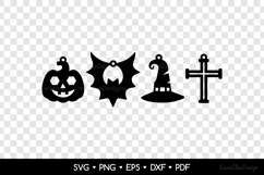 Halloween Earrings SVG - Pumpkin, Bat, Witch Hat and Cross Product Image 2
