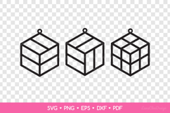 3 Geometric Hexagon Earrings SVG, Abstract Jewelry Template Product Image 2