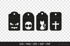 4 Halloween Gift Tags SVG Cut Files, Halloween Papercut Product Image 2