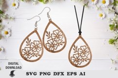 Earring Laser cut file, flower earring and pendant svg Product Image 1