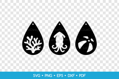 Teardrop Ocean Earrings SVG, Sea Jewelry Laser Cut Files Product Image 2