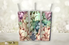 STAINED GLASS FLORAL sublimation tumbler wrap design png Product Image 1