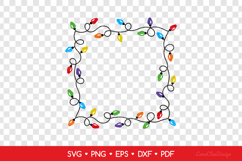 Square Lightbulb Garland Frame SVG, Christmas Lights Product Image 2