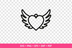 Heart with Wings Earrings SVG, Valentine's Day Jewelry Product Image 2