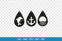 Teardrop Sea Earrings SVG, Summer Jewelry Template Product Image 2