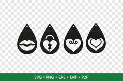 Teardrop Heart Earrings SVG, Valentine's Day Jewelry Product Image 2