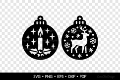 Round Christmas Ornaments with Candle and Reindeer SVG Product Image 2
