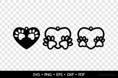 Heart with Paws Earrings SVG, Animal Paw Jewelry Template Product Image 2