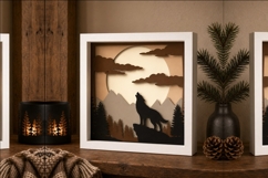 Wolf moon shadow box svg 3d layered paper cut design with Product Image 2