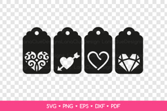 4 Gift Tags with Hearts SVG Cut Files, Valentines Templates Product Image 2