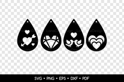 Valentine's Day Teardrop Heart Earrings SVG Laser Cut Product Image 2