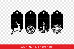 4 Christmas Decorative Gift Tags SVG, Xmas Laser Cut Files Product Image 2