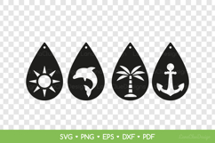 Teardrop Summer Earrings SVG, Beach Jewelry Template Product Image 2