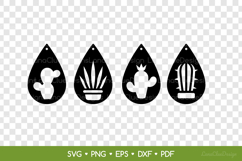 4 Teardrop Cactus Earrings SVG, Plant Jewelry Template Product Image 2