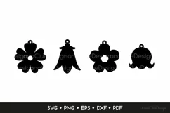 Flower Earrings SVG Cut Files - Floral Jewelry Template Product Image 2